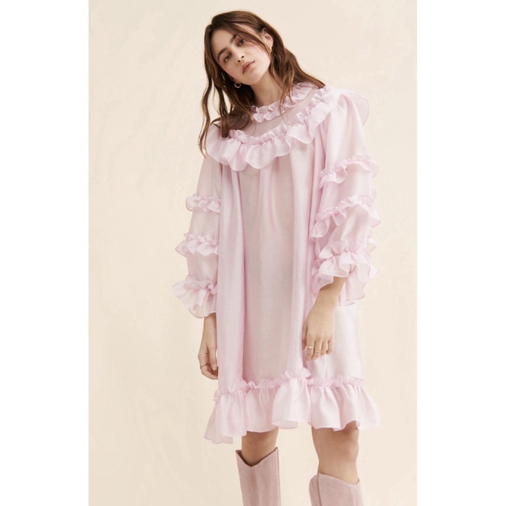 Stella Nova Adena Ruffle Dress Flouncy Romantic Fairycore Boho Size 32/ S Lilac